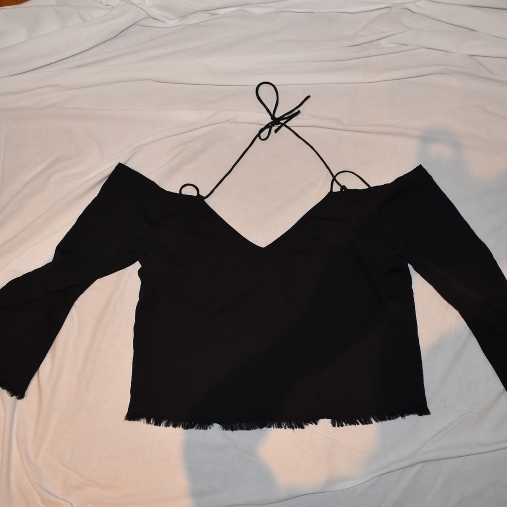 Black Long Sleeve Hunter Neck Top - Picture 2 of 5